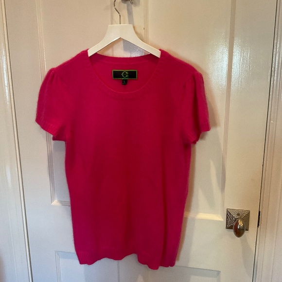 Hot Pink C Wonder short sleeve sweater, L - Picture 1 of 6